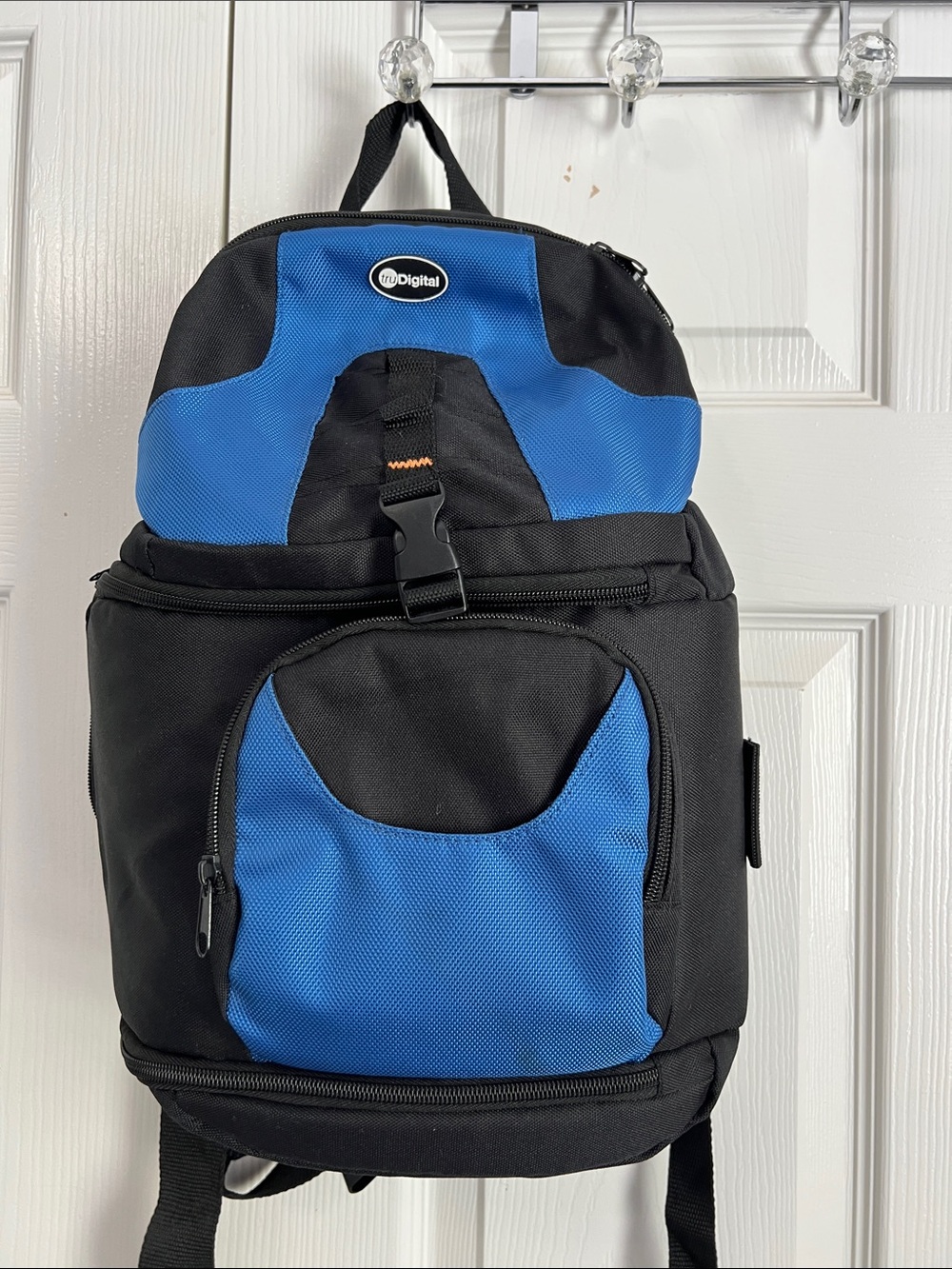Men's Blue and Black Travel Backpack